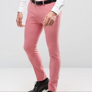 Men's Super Skinny Suit Pants in Mid Pink